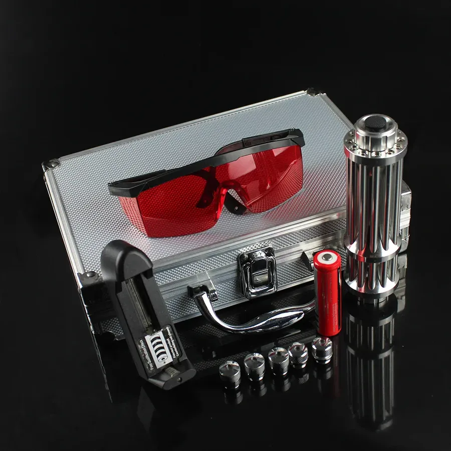 Violet laser VEX-1000 Pro in the case with safety glasses, charger and battery